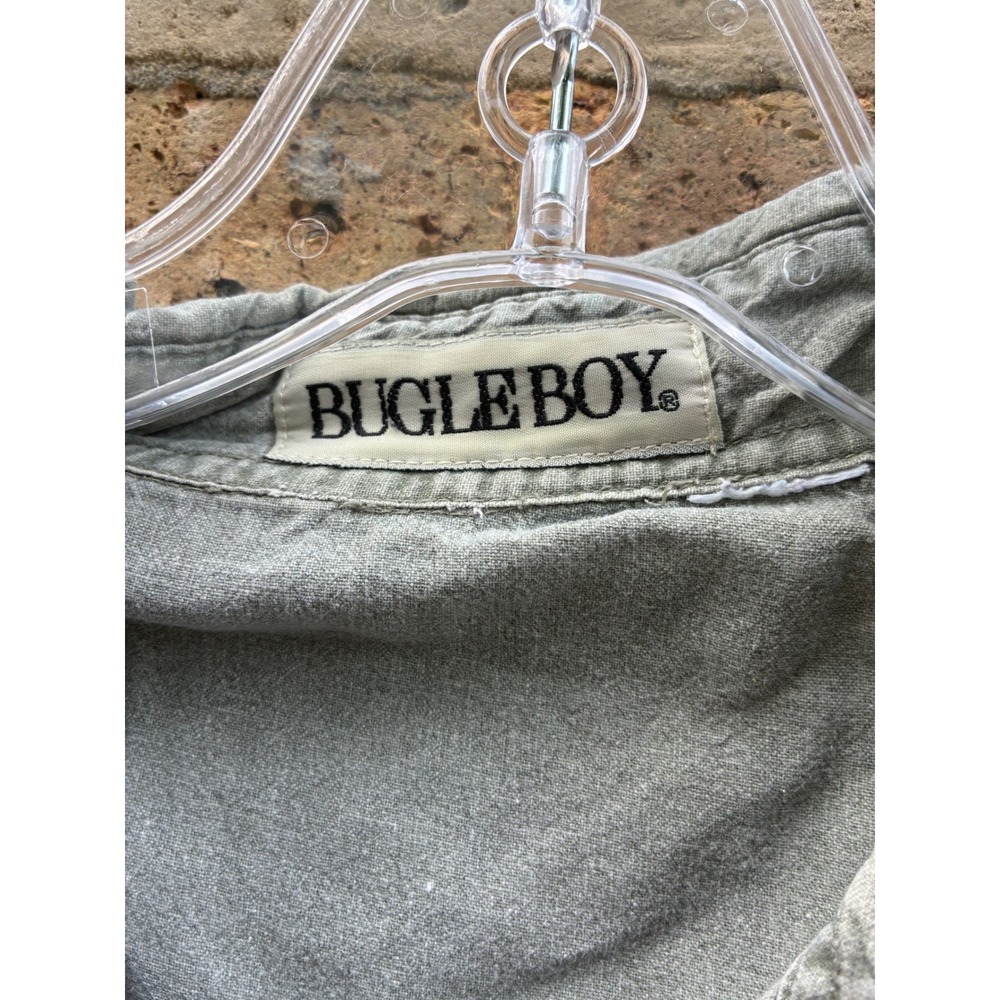 Vintage Bugle Boy Mens XL Fits Large Green Short Sleeve Button Down Work Shirt - Picture 2 of 4